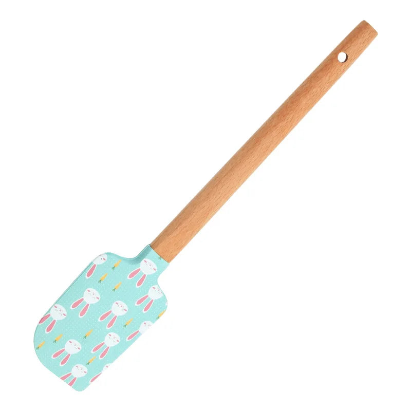 Cream Spatula Silicone Scraper Wooden Handle Bakingtools Cake