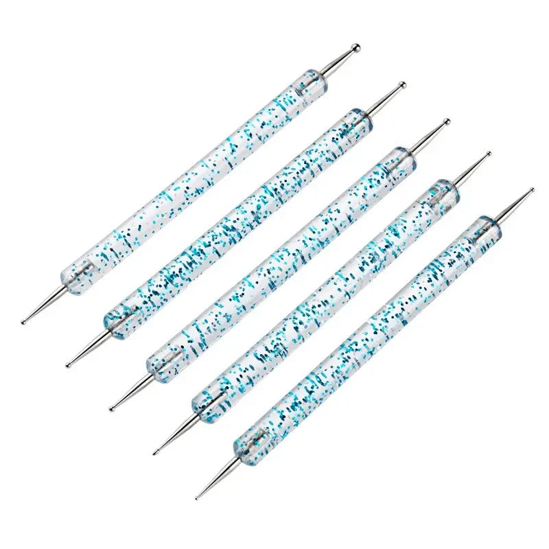 Nail Art Dot Pen & Brush Set | Blue Handle Manicure Tool