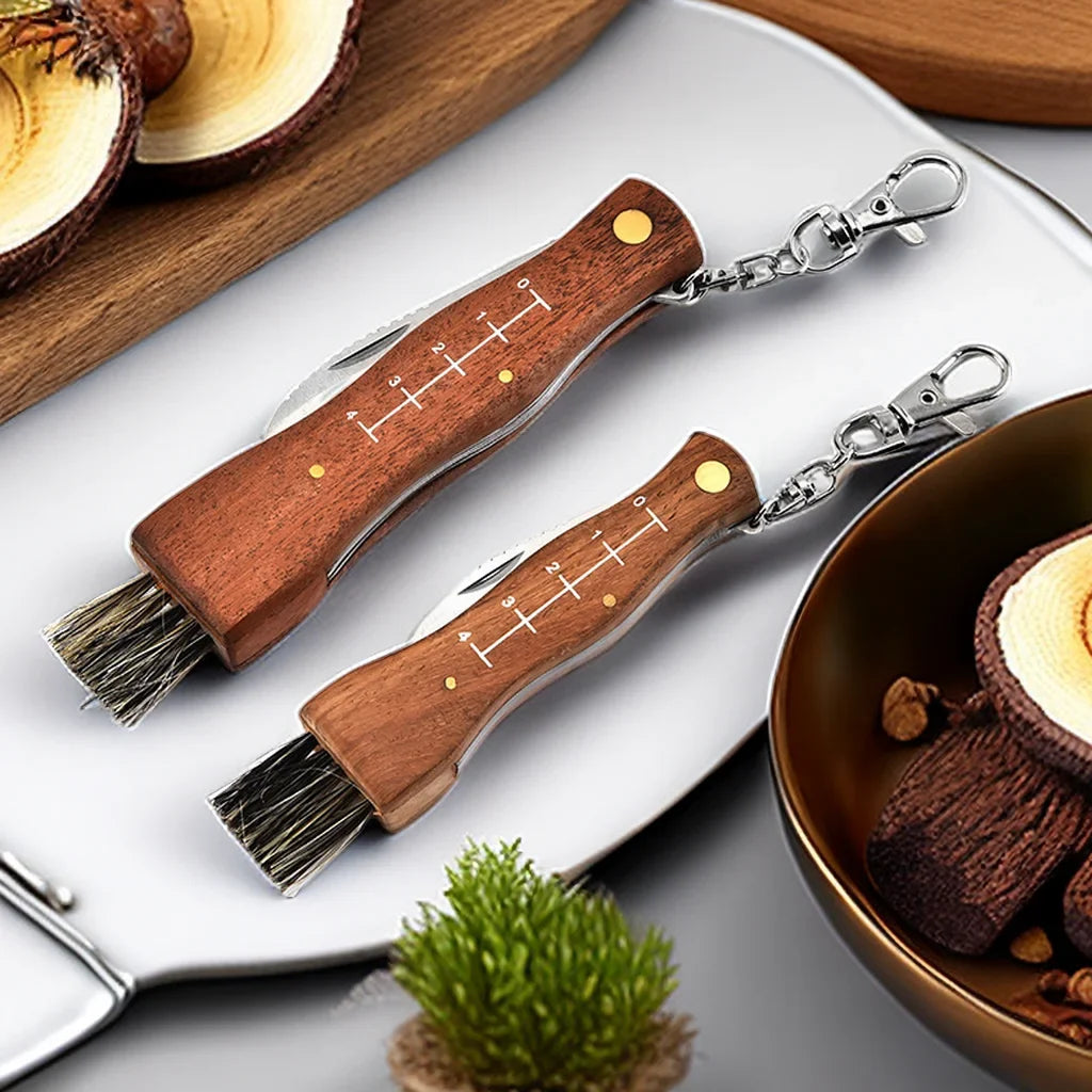 Mini Folding Mushroom Knife – Stainless Steel & Rosewood Handle