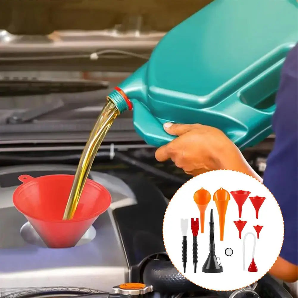 Car Funnel Gasoline Oil Fuel Filling Tools Long Stem Flexible