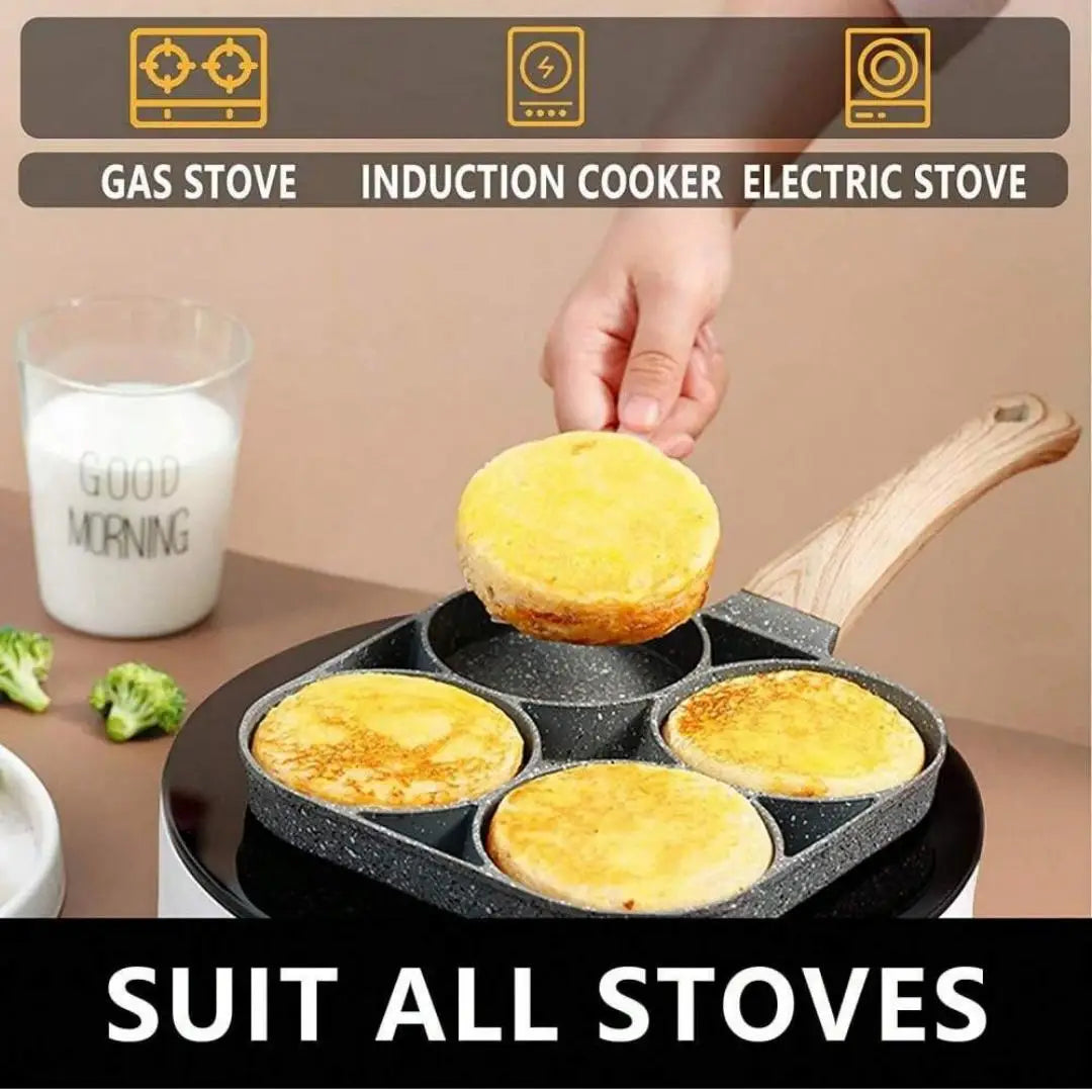 Frying Pan Non-stick Ham Pancake Maker Egg Burger Wooden Handle