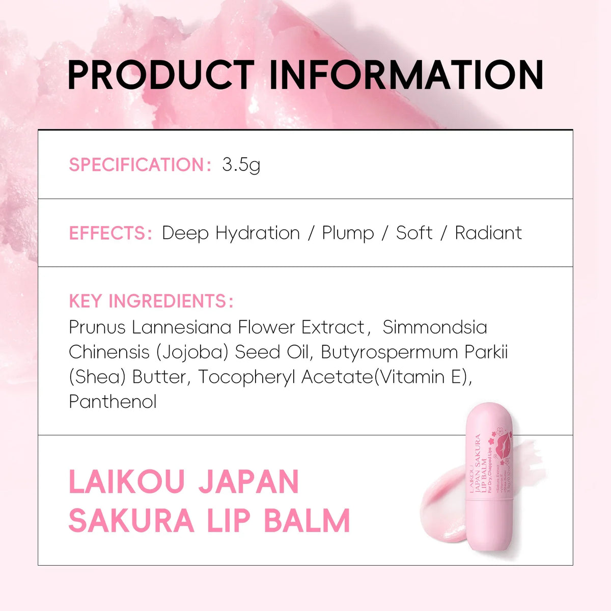 LAIKOU Sakura Lip Balm – Hydrating & Nourishing Lip Repair