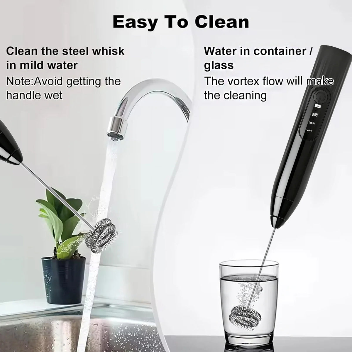2-in-1 Rechargeable Handheld Milk Frother Wand & Drink Mixer