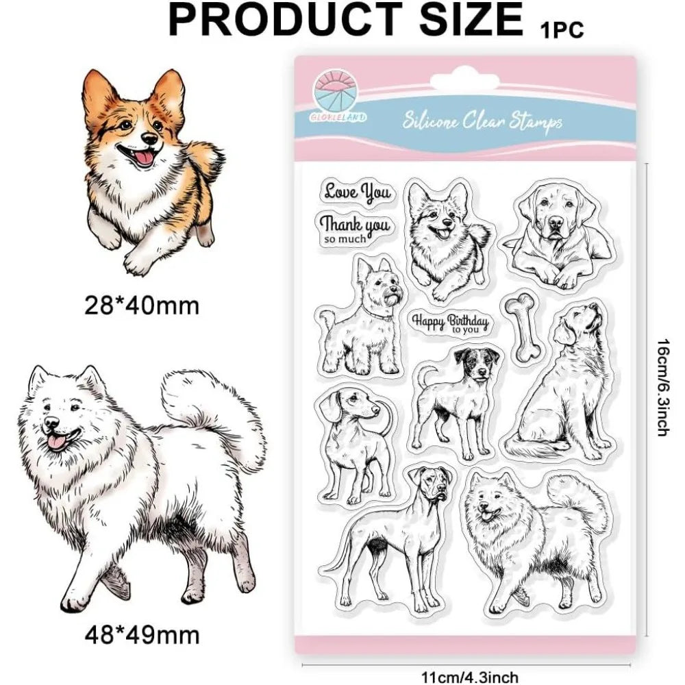 Dog Clear Stamps – Golden Retriever, Corgi & Samoyed Craft