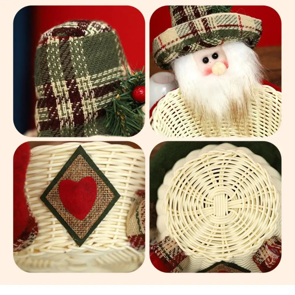 Christmas Candy Basket with Santa & Snowman Doll | Festive Bowl
