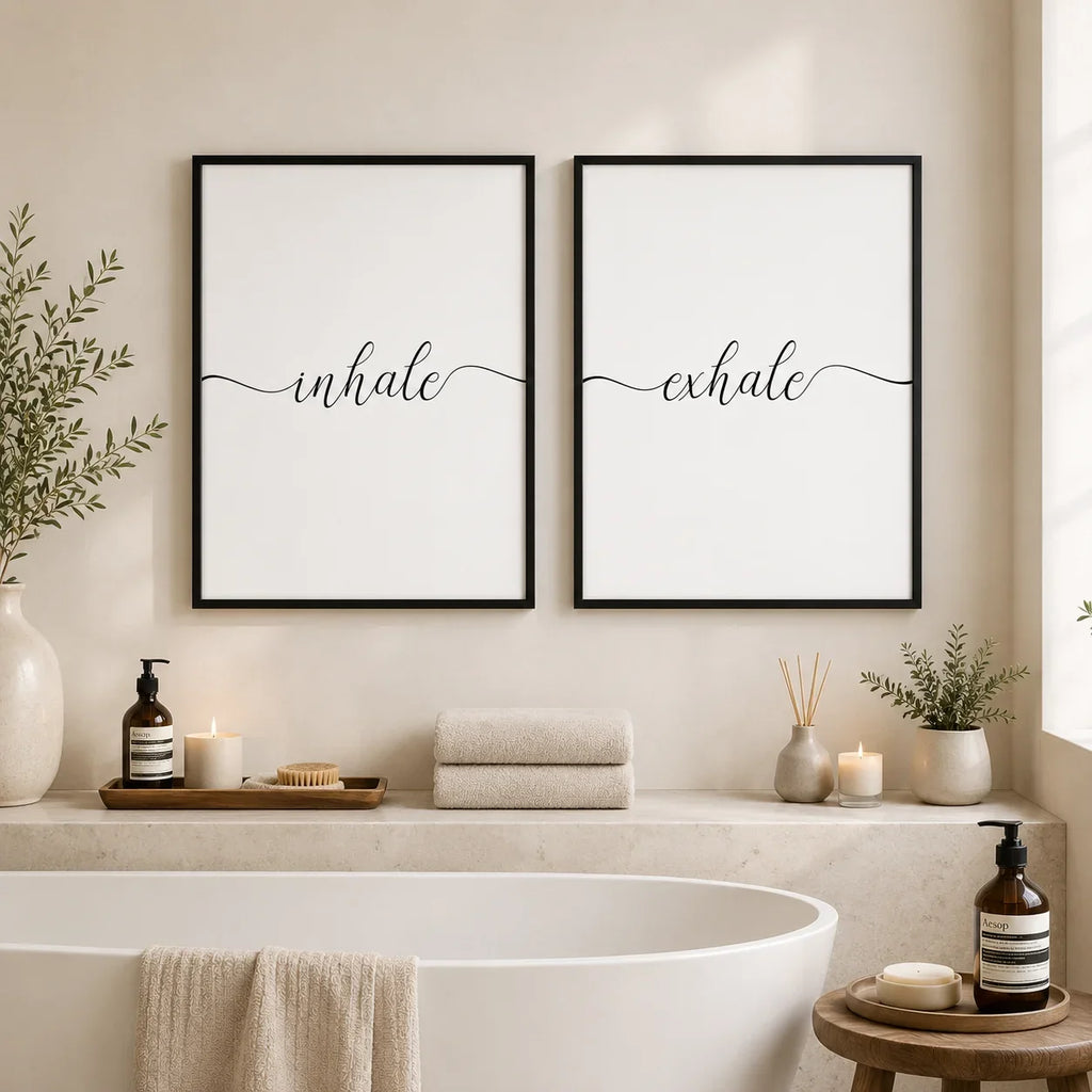 Inhale Inspirational Canvas Wall Art | Minimalist Yoga Decor
