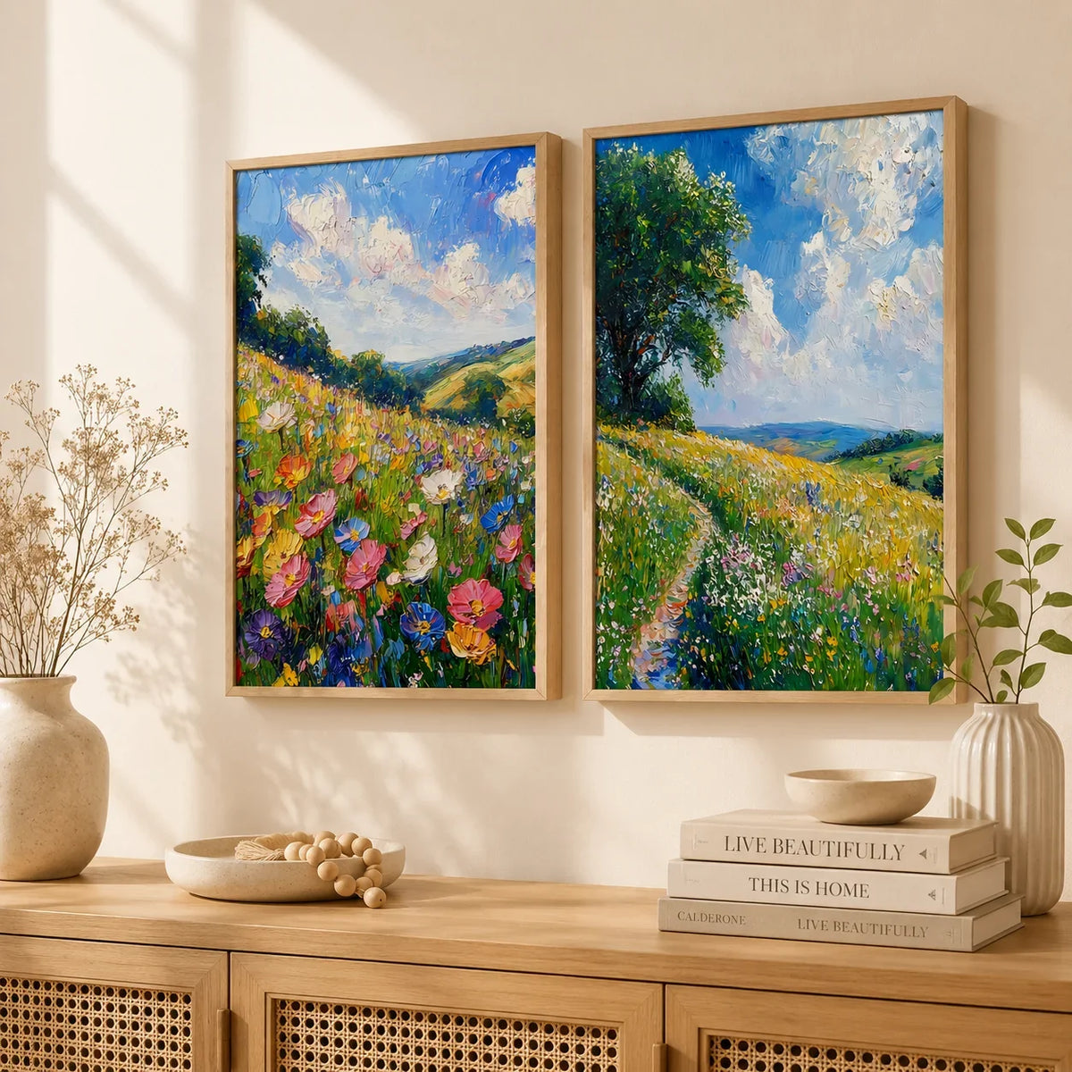 Wildflower Meadow Canvas Wall Art | Spring Landscape Print