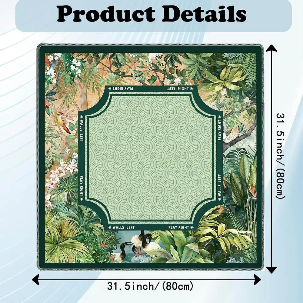 80x80cm Mahjong Mat – Tropical Vintage Anti-Slip Game Table Cover