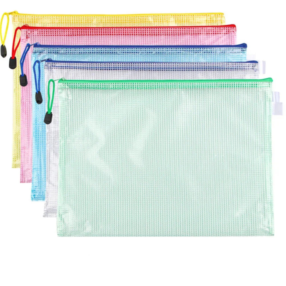 PVC Waterproof Zip Pocket Folder – Document Stationery Organizer