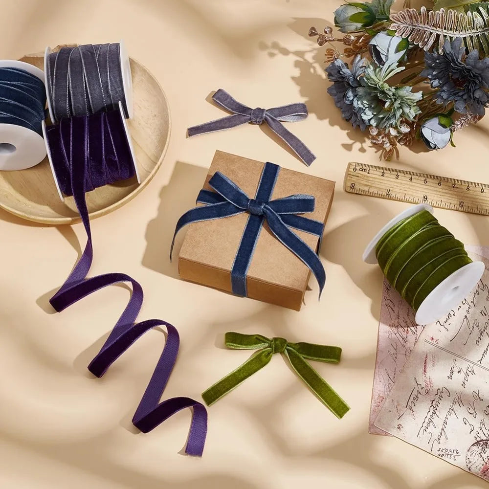 40 Yards Velvet Ribbon Set – 4 Colors 3/8 Inch with Spools