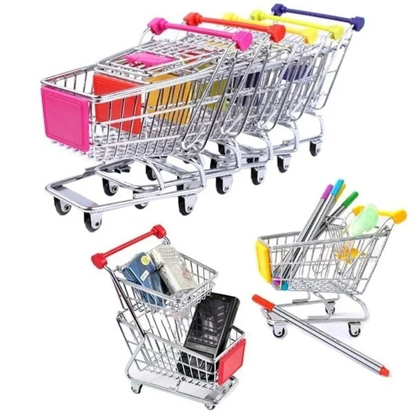 1:48 Mini Metal Shopping Cart – Miniature Toy & Home Decor