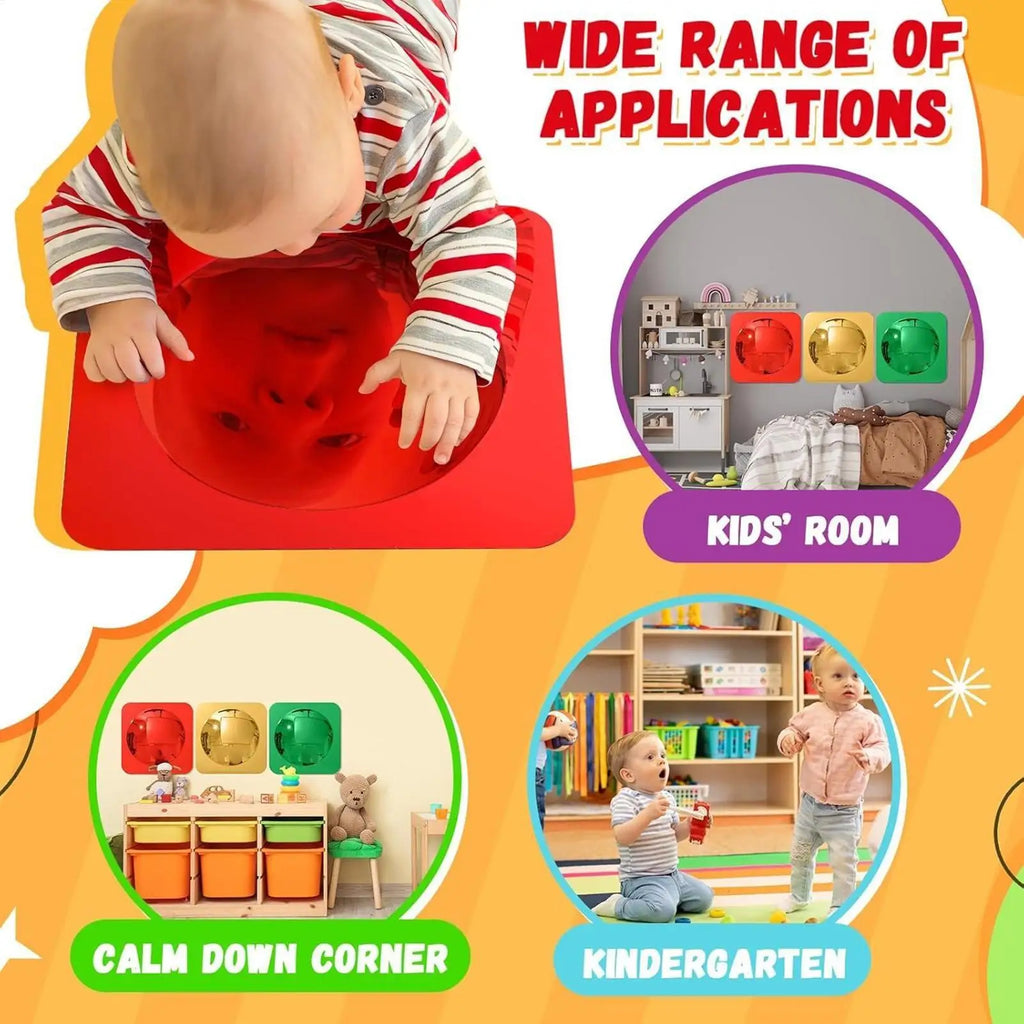 Kids Acrylic Bubble Sensory Mirror Set – 3-Piece Tactile Toy