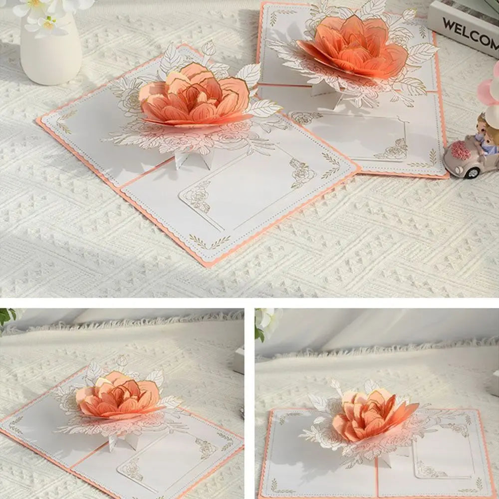 Pop Up 3D Rose Flower Card with Envelope | Wedding & Gift