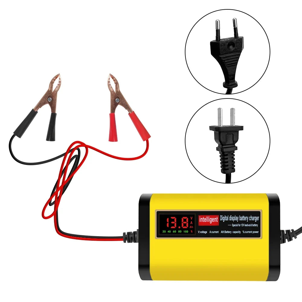 Automatic 2A Car Battery Charger – LCD Display, 12V