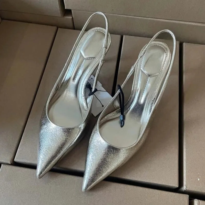 Women's Pointed Toe High Heel Slingback Dress Pumps