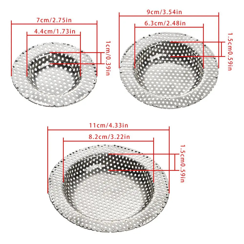 7 9 Stainless Steel Sewer Hair Filter Kitchen Sink Mesh Bath Strainer