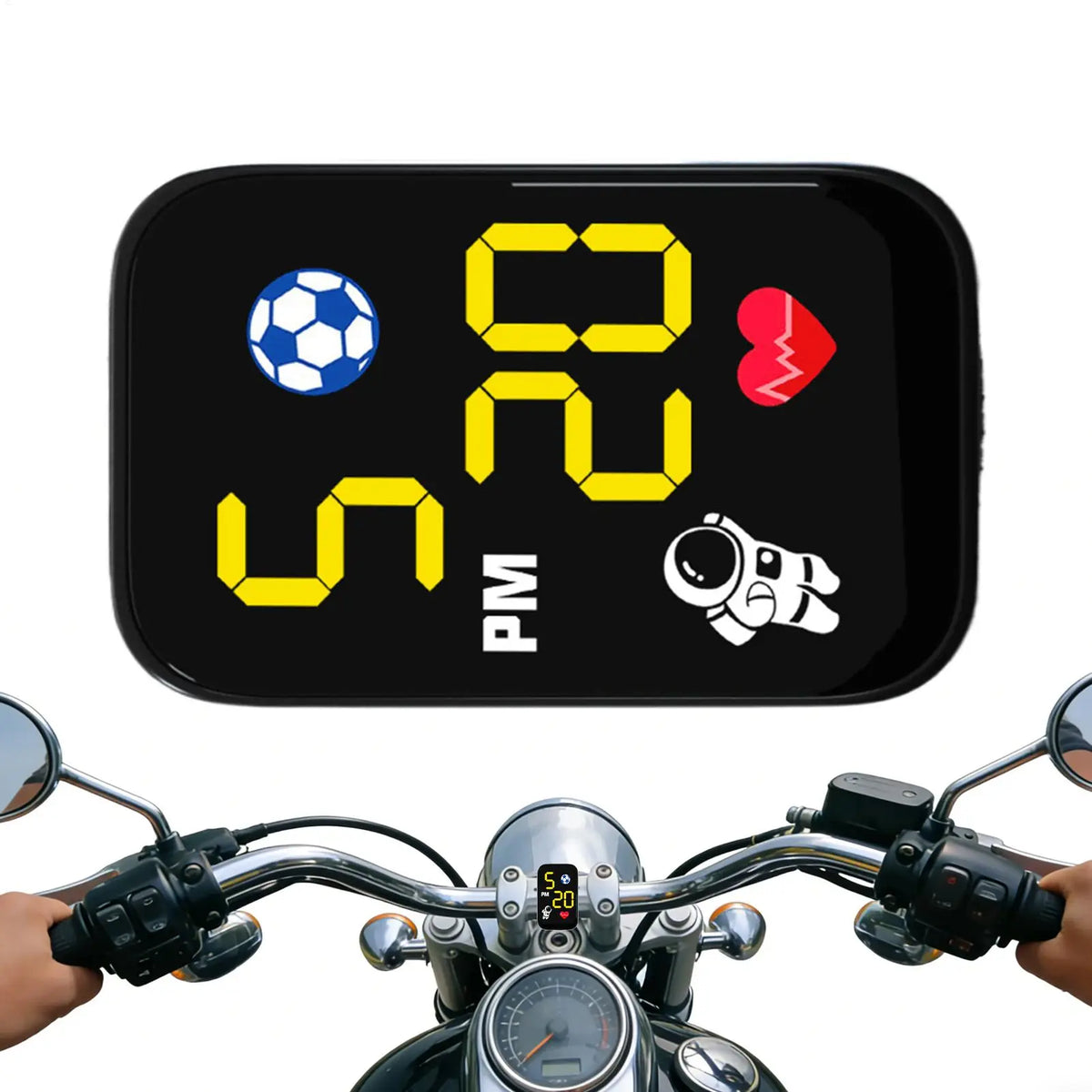 Waterproof Mini Motorcycle Dashboard Clock with LED Display