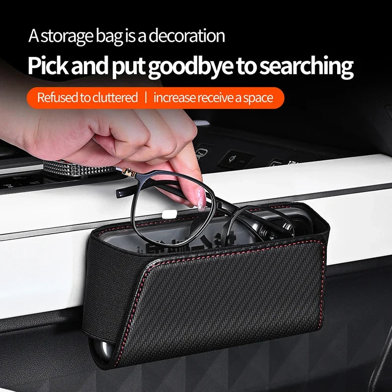 Self-Adhesive Car Storage Pocket PU Leather Organizer