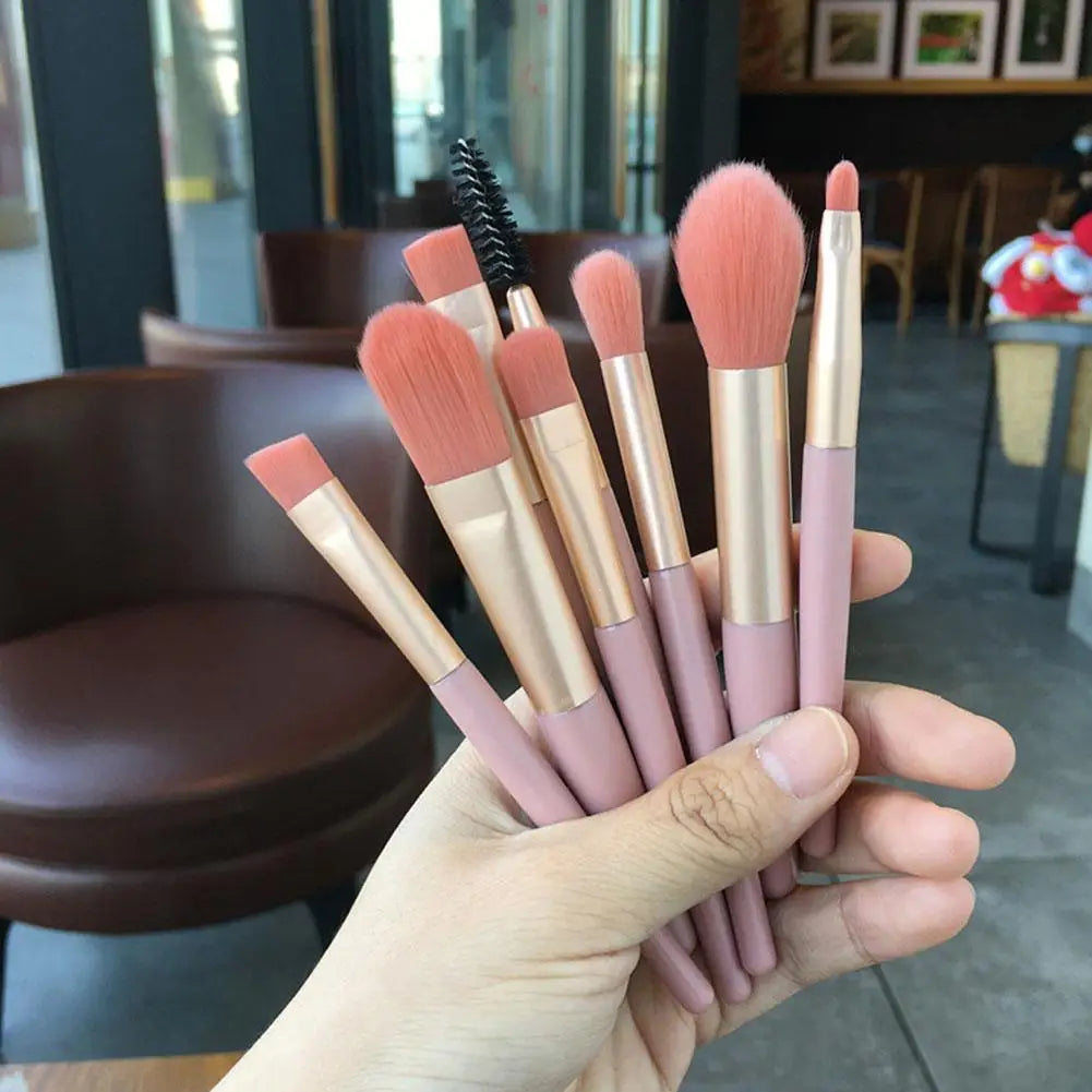 8-Piece Mini Travel Makeup Brush Set – Foundation & Eye Brushes