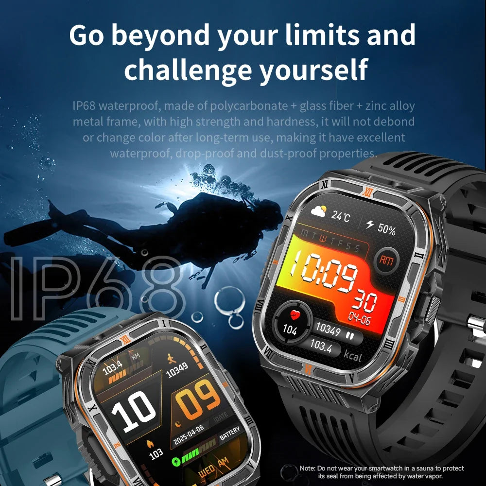 Yoateo Men's Smart Watch | Flashlight, Compass, Bluetooth Call