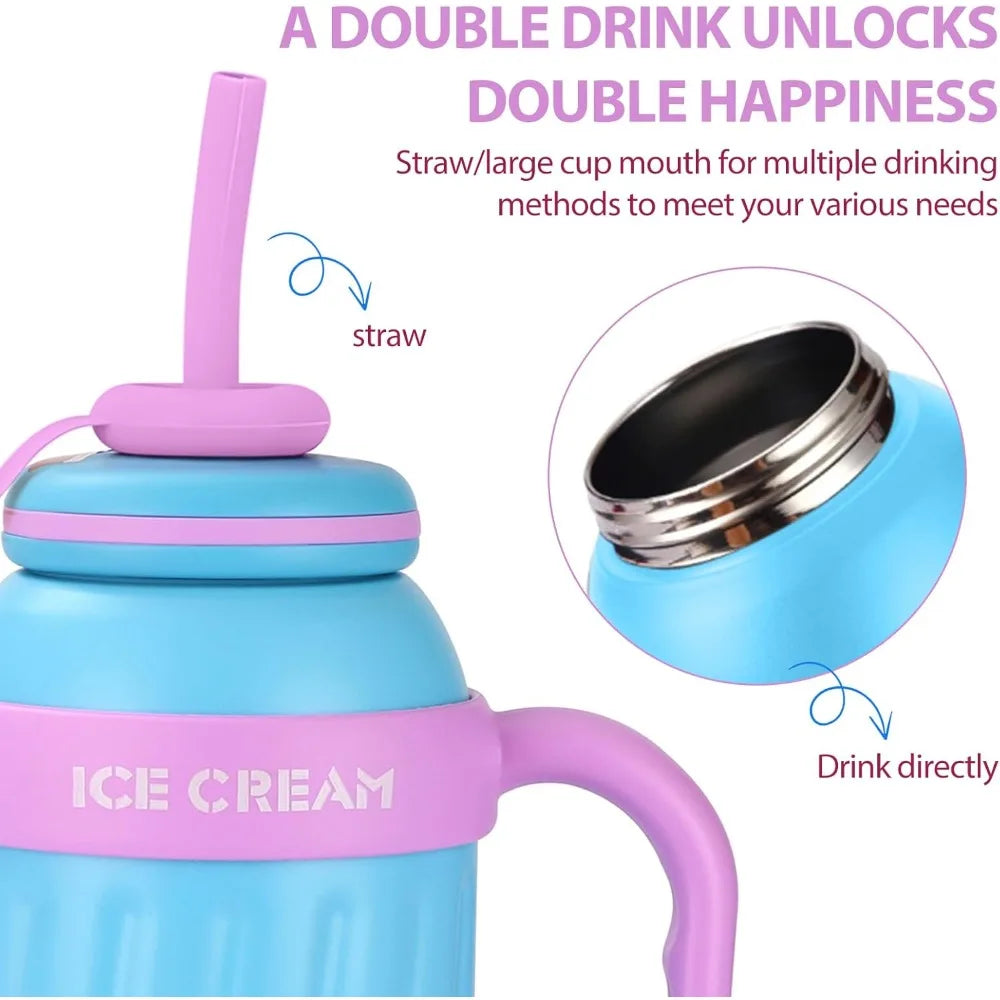 32oz Insulated Stainless Steel Water Bottle with Straw & Handle