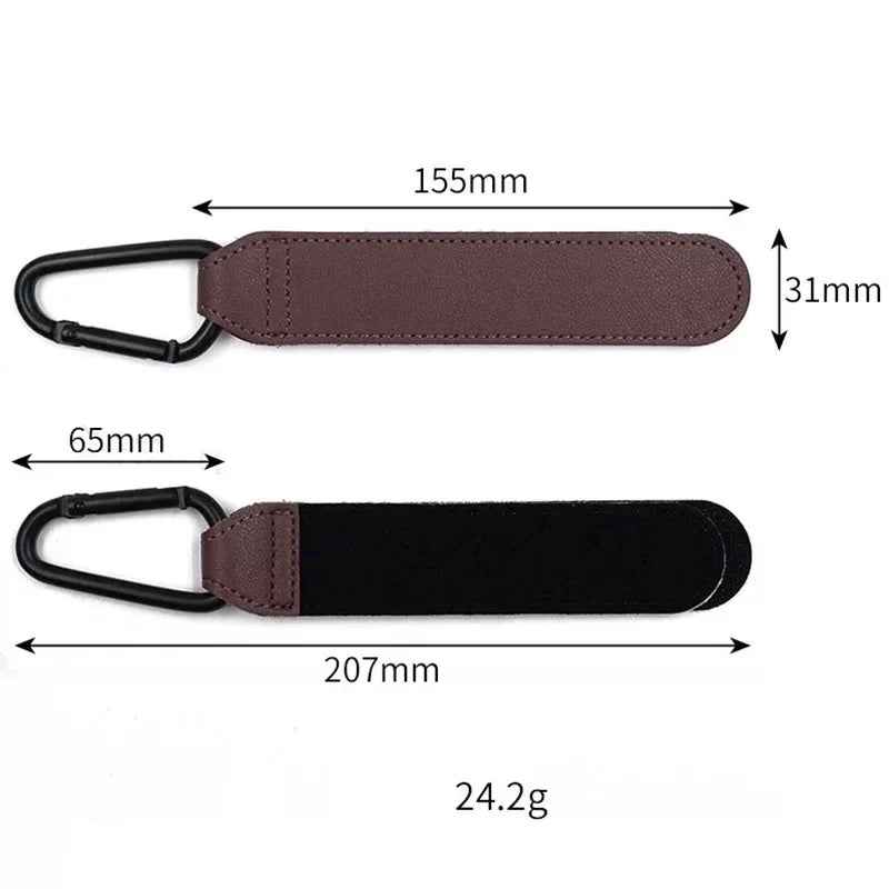 PU Leather Stroller Hooks – Adjustable Bag Hangers, 2 Pack