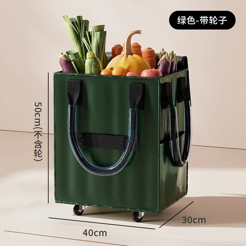 Rolling Grocery Shopping Tote – Large Wheeled Canvas Bag