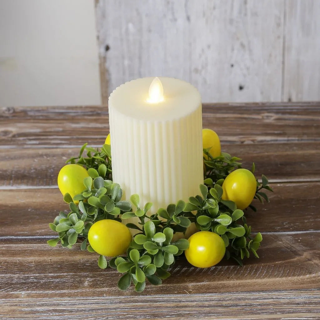 Candle Holder Artificial Table Centerpiece Decor Lemon Wreath Vivid