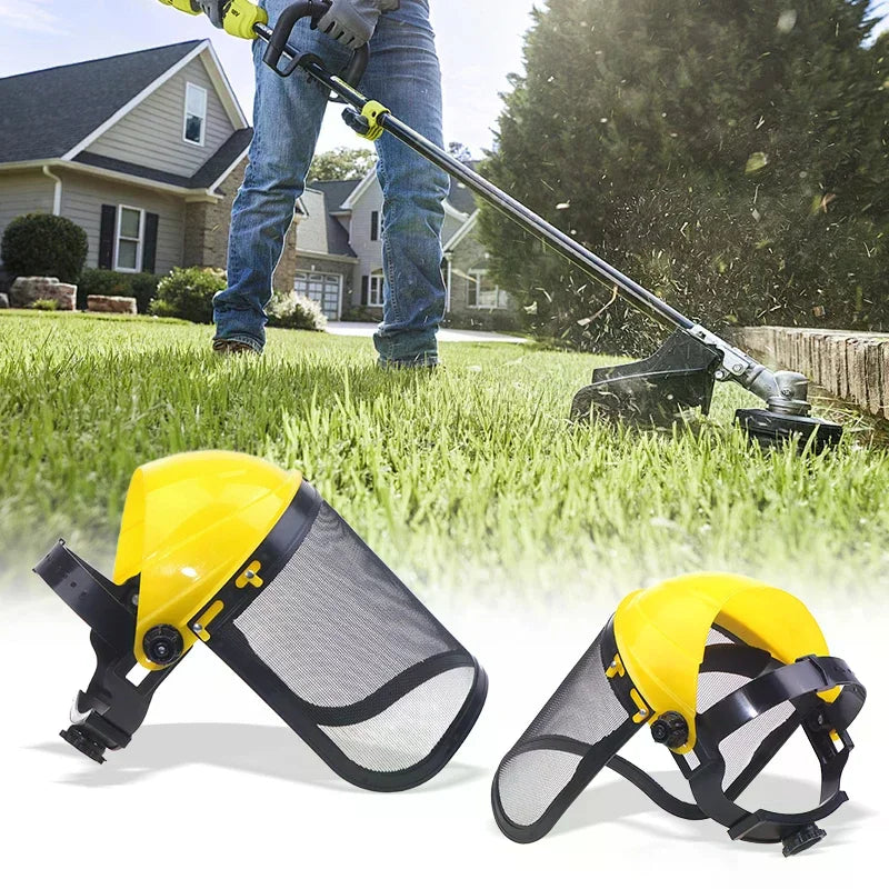 Safety Helmet Hat Full Face Mesh Protective Mask Garden Grass Trimmer