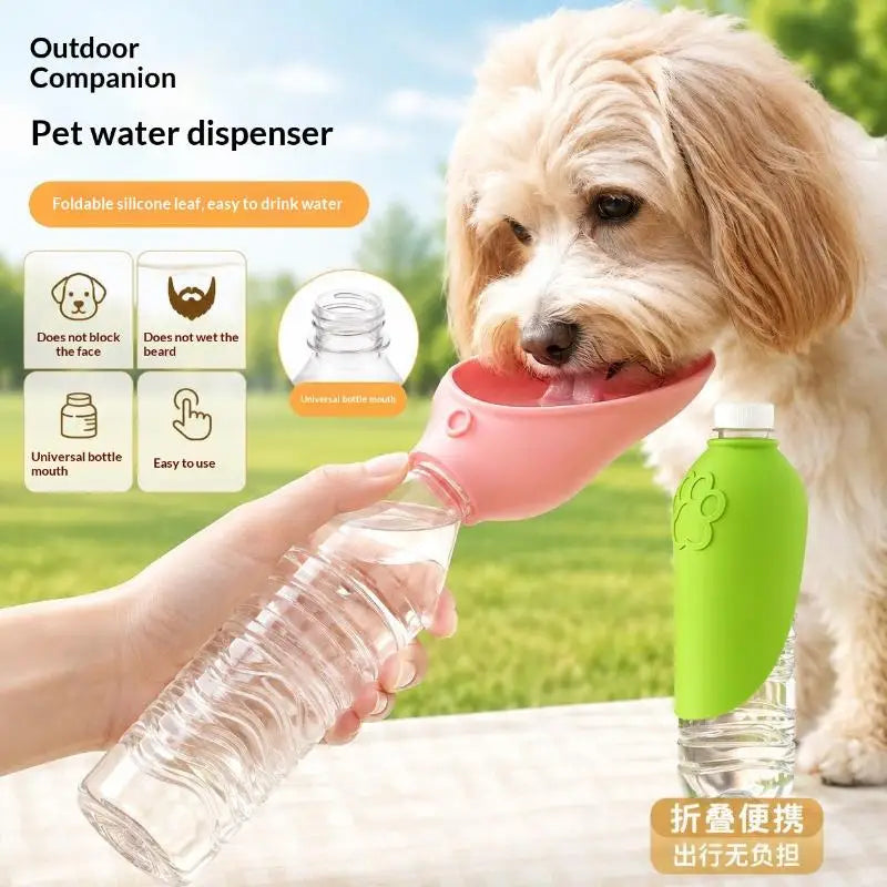 Portable Dog Water Bottle with Foldable Silicone Bowl – BPA-Free