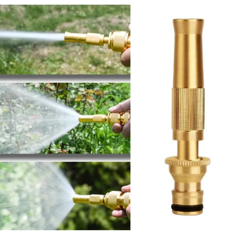 Brass High Pressure Garden Hose Spray Nozzle & Quick Connect