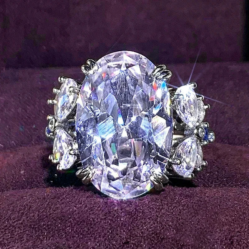 Huitan Oval CZ Butterfly Ring – Cocktail & Wedding Jewelry