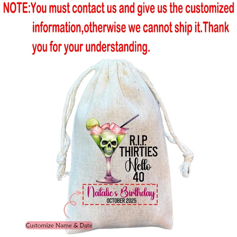 Personalized Halloween Birthday Hangover Kit Bags | RIP 30 40 50 60