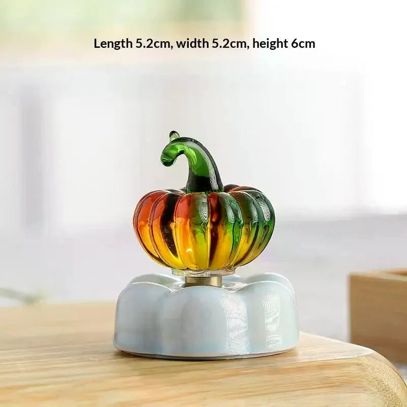 Glazed Teapot Ornament | Whimsical Tabletop Decor Spinning Base