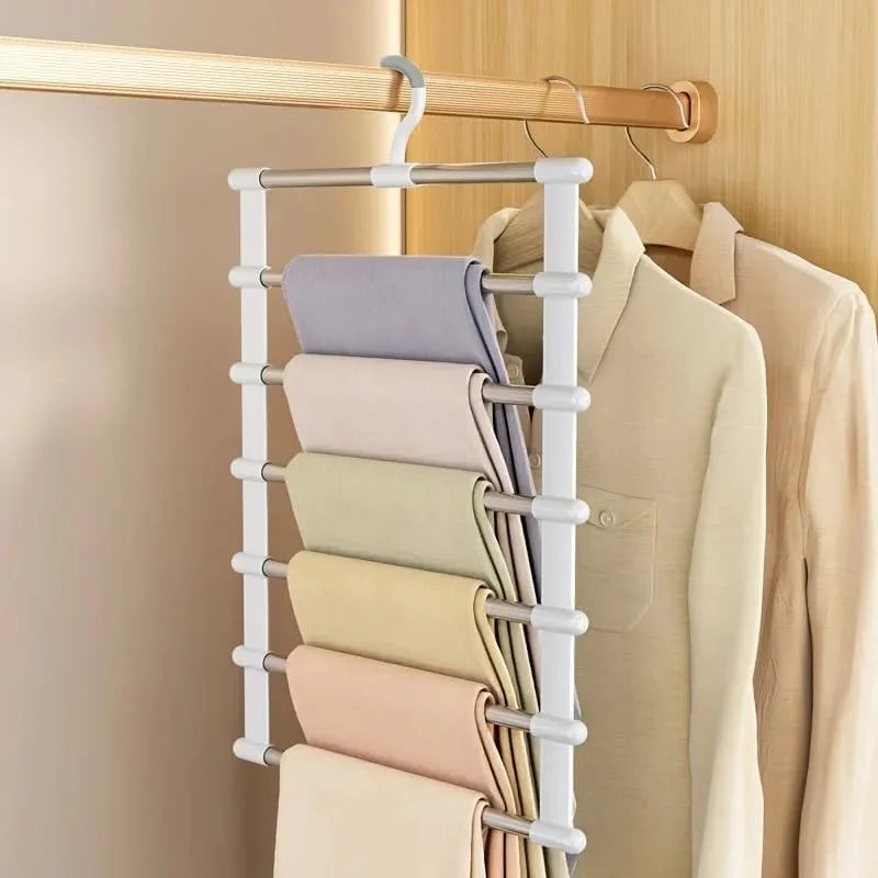 Foldable Pants Hanger Multi Layer Non Slip Clips Space Saving Closet