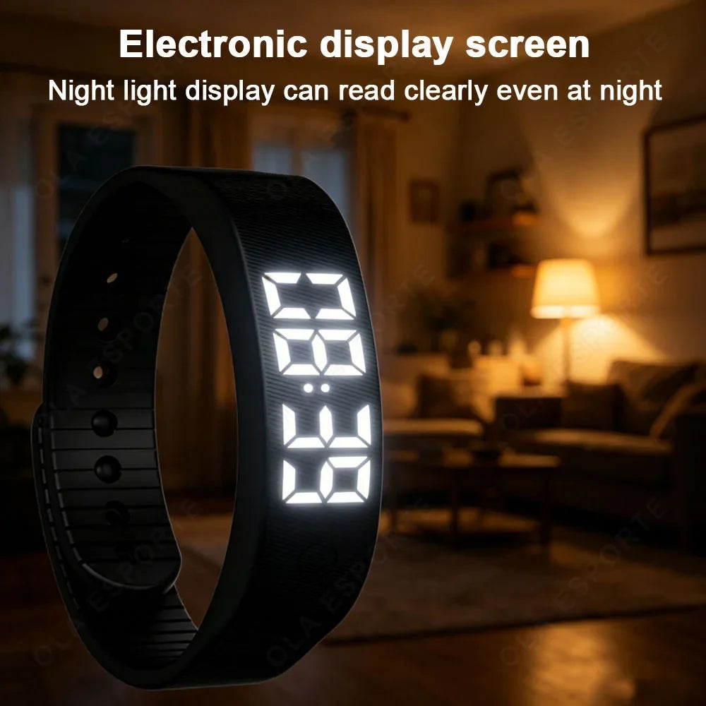LED Digital Alarm Clock Watch Adjustable Snooze-proof Bracelet
