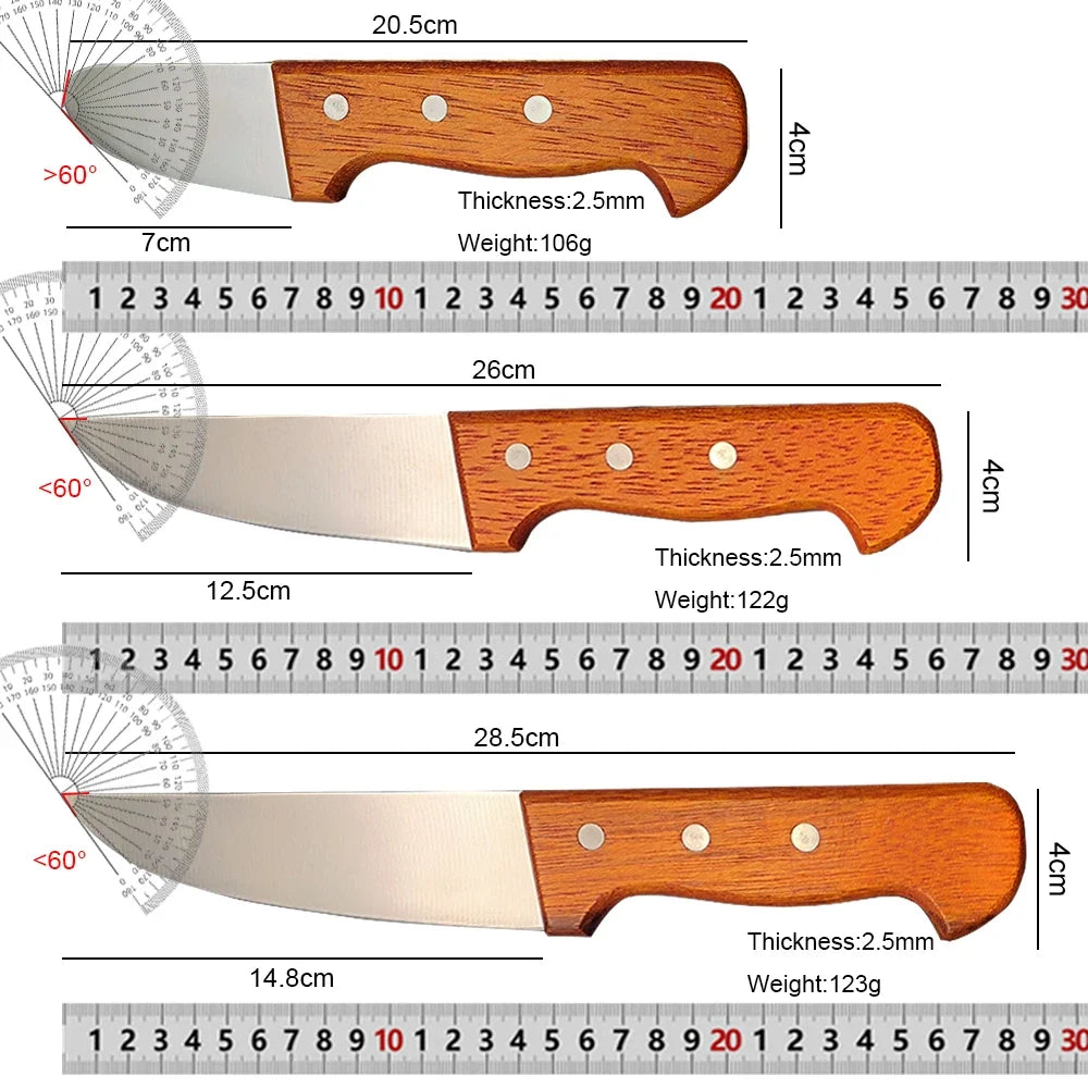 3-Piece BBQ Steak & Boning Knife Set – Stainless Steel Wood Handle