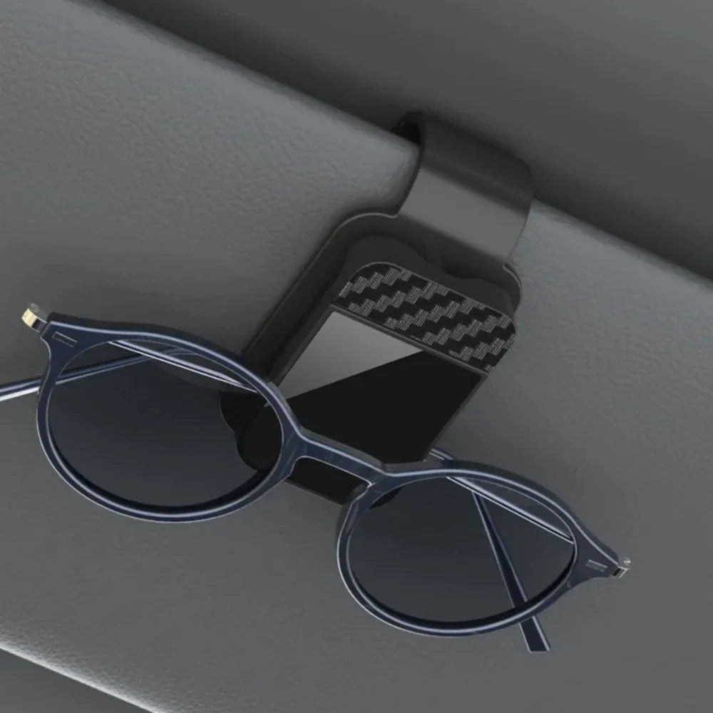 Car Sun Visor Glasses Clip | Carbon Fiber Sunglasses Holder