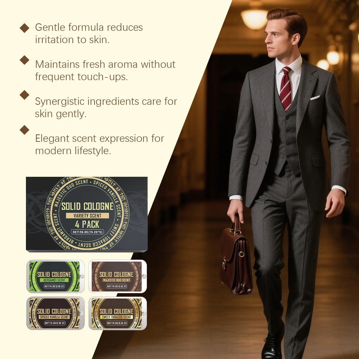 Men's Solid Fragrance Balm | Fruity Woody Portable Scent