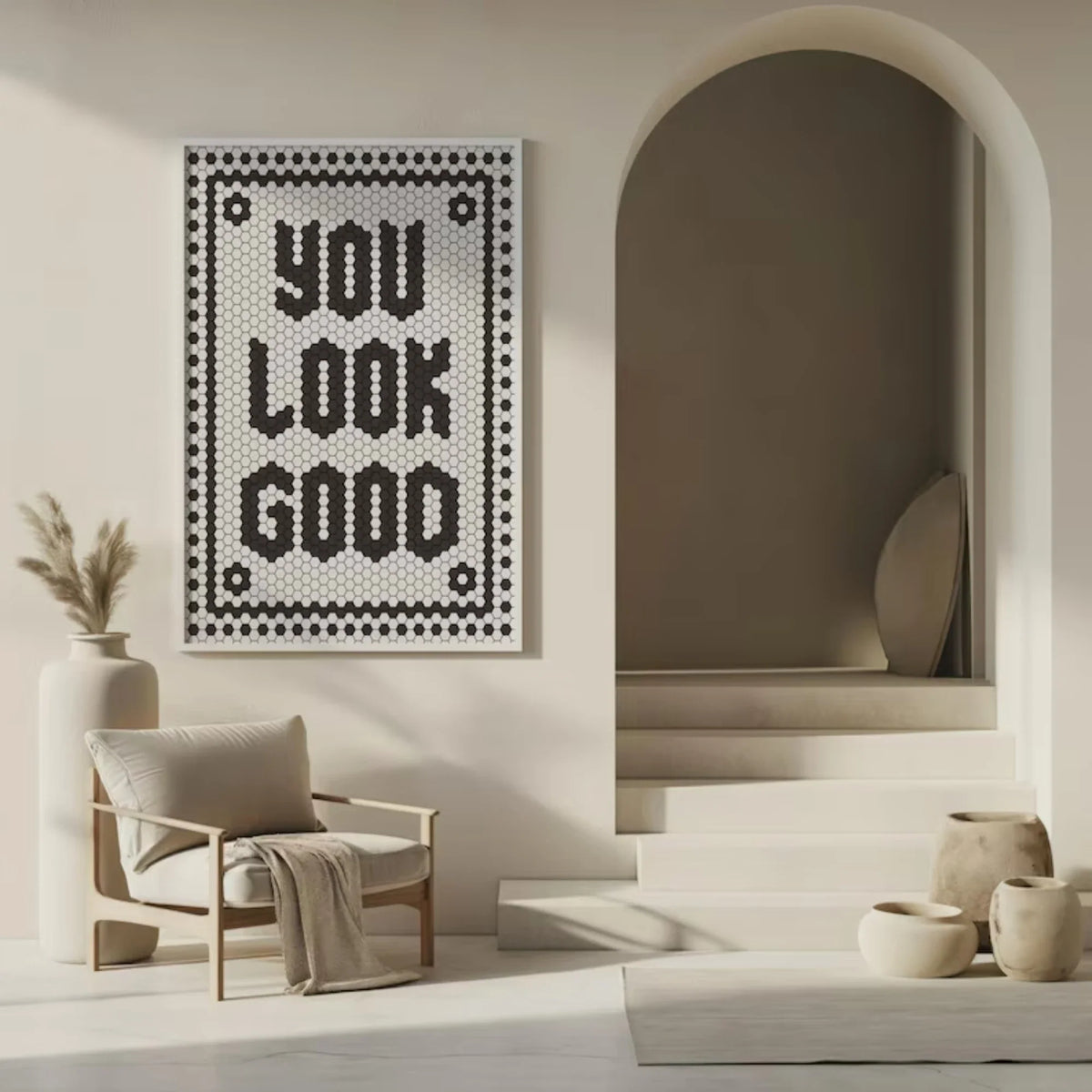 "You Look Good" Quote Hexagon Canvas Wall Art Print