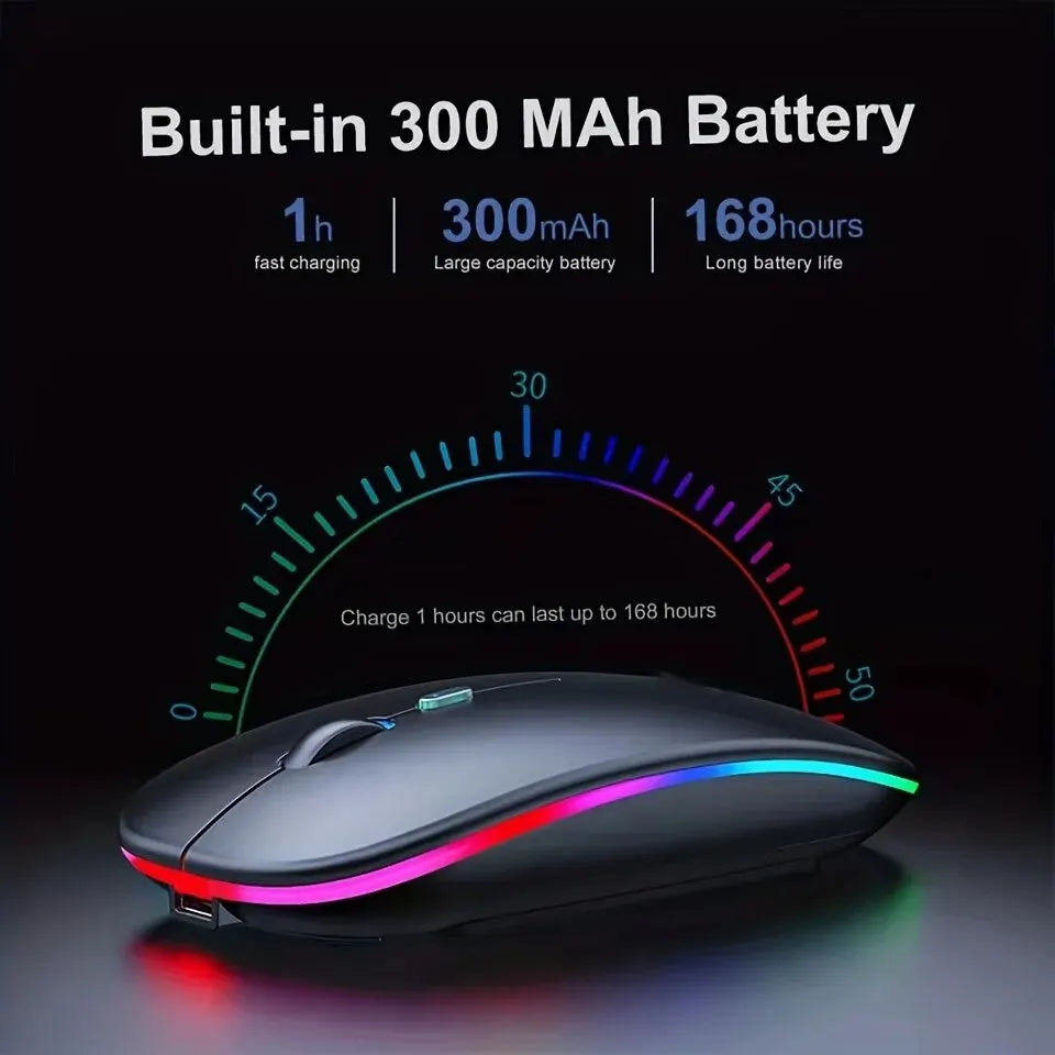Wireless Mouse Gaming Backlight USB Compatible RGB Rechargeable Mice