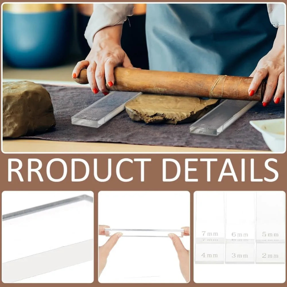 12-Pc Acrylic Clay Depth Guide Set – 6 Sizes for Even Rolling