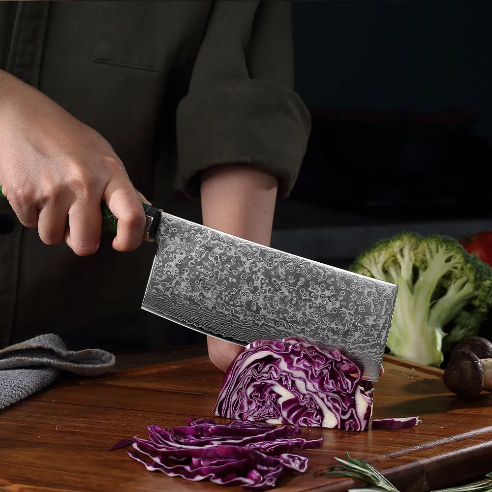 67-Layer Damascus Steel Chef Knife with Solid Wood Handle