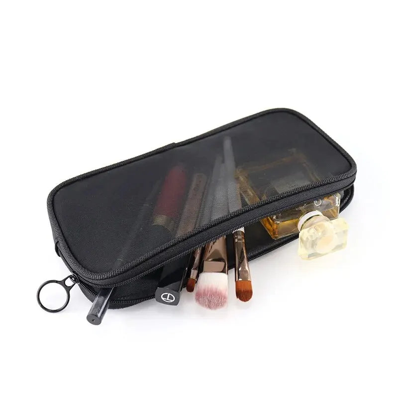 Mesh Transparent Makeup Bag | Clear Travel Cosmetic Organizer