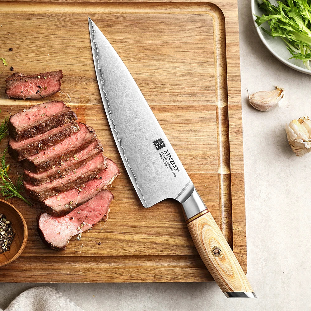 XINZUO 8.5" Japanese Chef Knife – 10Cr15CoMoV Steel Pakkawood