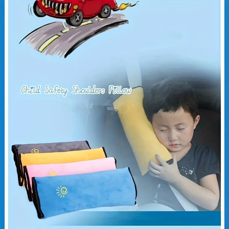 Kids Car Seat Belt Shoulder Protector & Neck Pillow | Soft Velvet