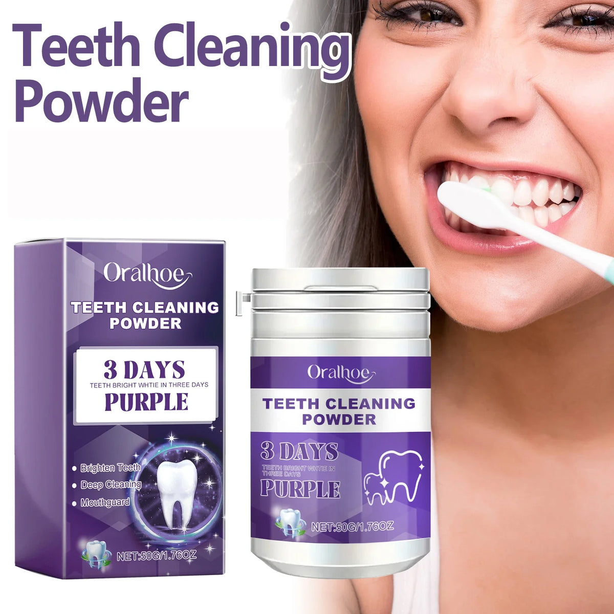 Oralhoe Teeth Whitening Powder – Natural Plant Formula 50g