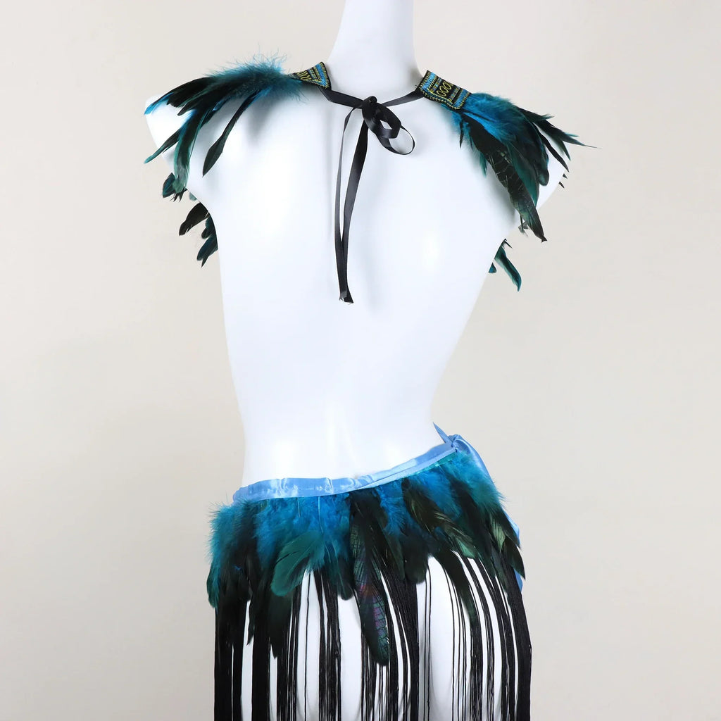 Cosplay Punk Goth Feather Collar Shoulder Women Lace Bolero Jacket