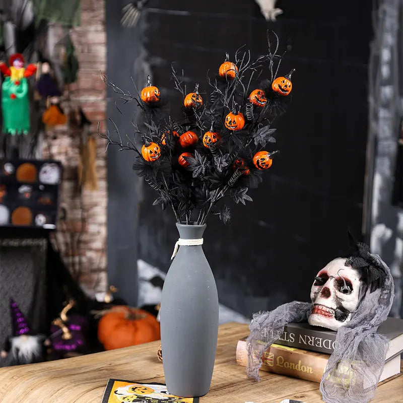 Halloween Artificial Pumpkin Bouquet – Spooky Plastic Decor