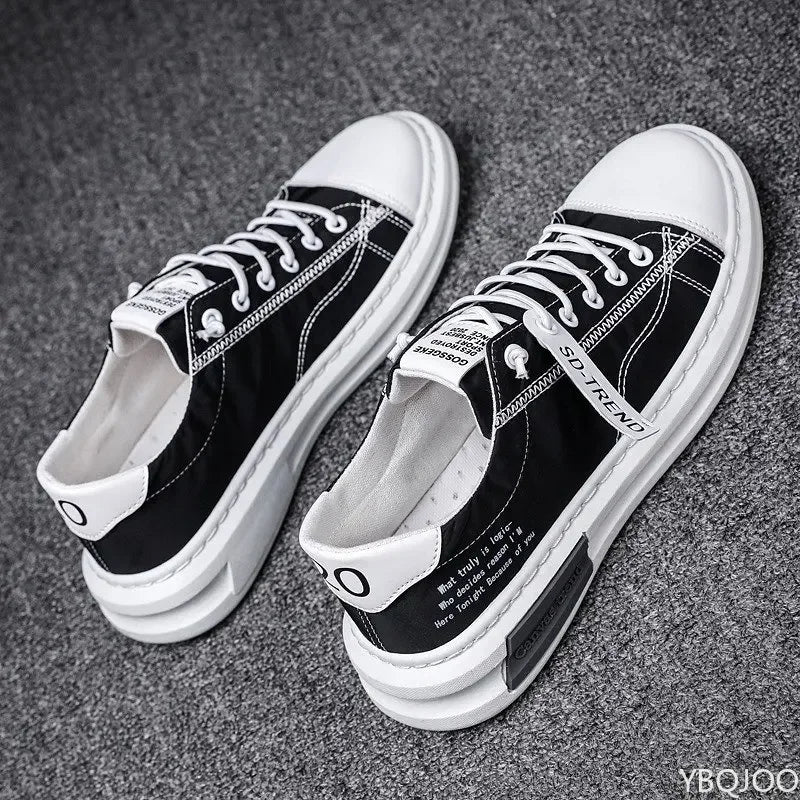 YBQJOO Men's Canvas Sneakers – Breathable Lace-Up Casual Shoes